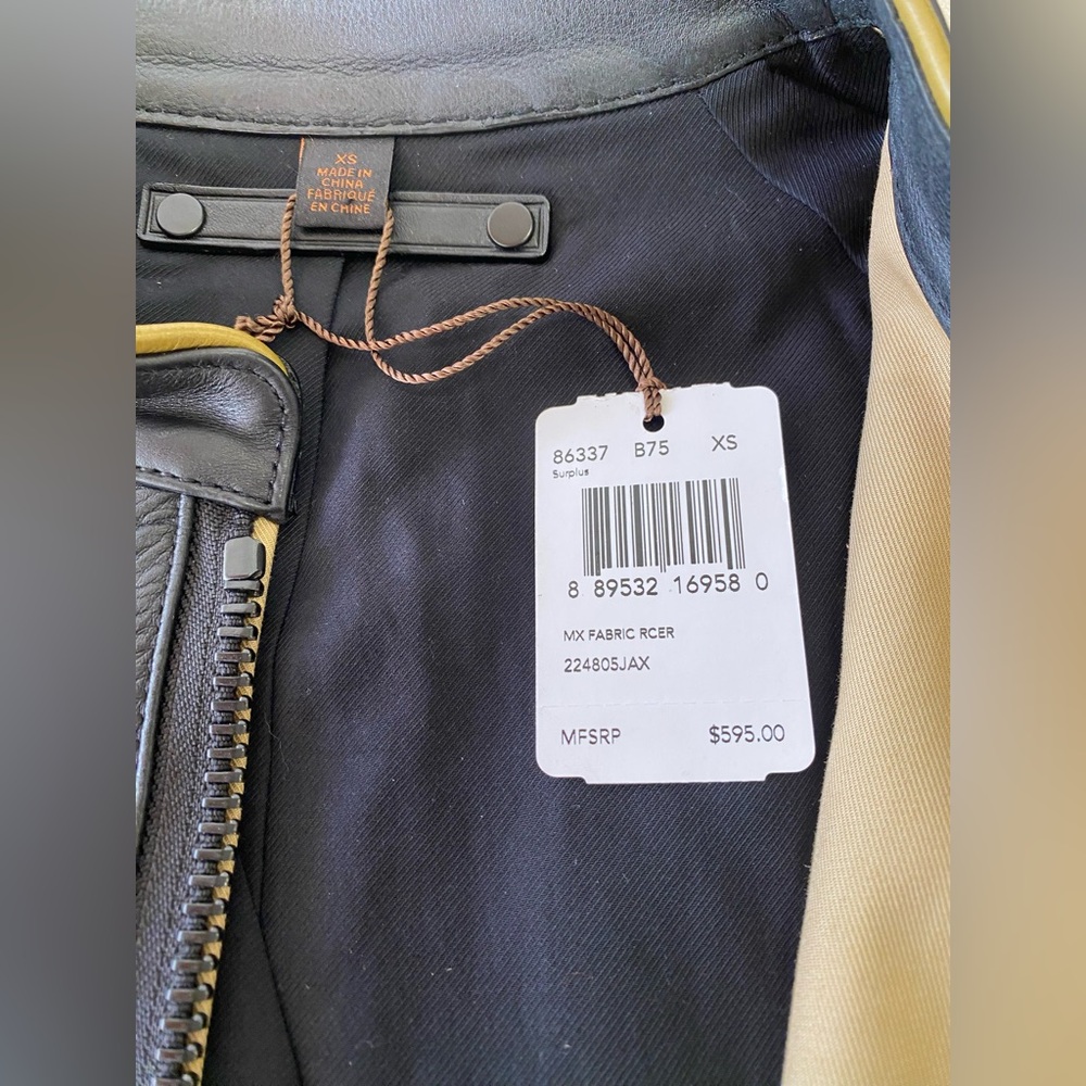 Coach Outlet Tan Black Trim Moto Style Utility Zip Front Jacket Luxury Casual XS - Picture 9 of 13